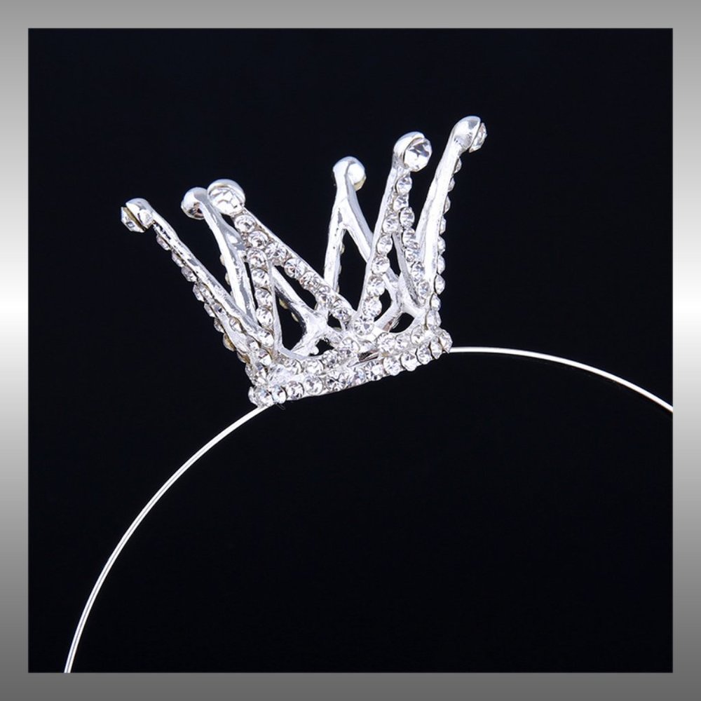 Crystal Mini 1.5in Crown Headband Silver Tone Princess Tiara Womens Girls OS NNT - Picture 4 of 7